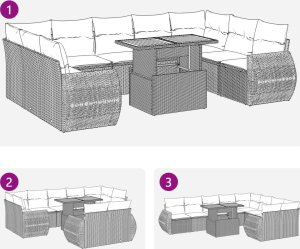 vidaXL 10-cz. zestaw wypoczynkowy do ogrodu, z poduszkami, czarny 11