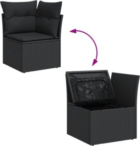 vidaXL 10-cz. zestaw wypoczynkowy do ogrodu, z poduszkami, czarny 8