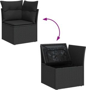 vidaXL 7-cz. zestaw wypoczynkowy do ogrodu, z poduszkami, czarny 8