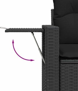 vidaXL 7-cz. zestaw wypoczynkowy do ogrodu, z poduszkami, czarny 10