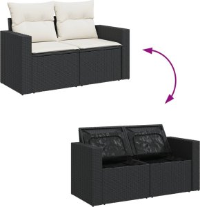 vidaXL 9-cz. zestaw wypoczynkowy do ogrodu, z poduszkami, czarny 10