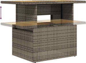 vidaXL 9-cz. zestaw mebli ogrodowych z poduszkami, szary, polirattan 9