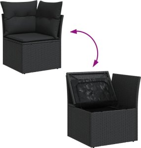 vidaXL 11-cz. zestaw wypoczynkowy do ogrodu, poduszki czarny rattan PE 9