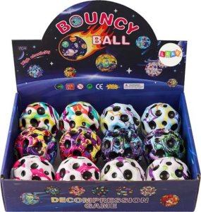 LeanToys Kosmiczna Świecąca Piłeczka Do Odbijania Ugniatania z Wgłębieniami 7cm 3