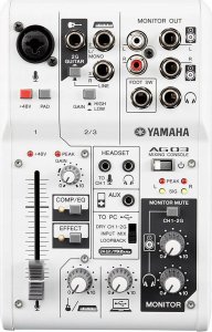 Mikrofon Yamaha Yamaha AG03 MK2 biały - 3-kanałowy mikser do streamingu na żywo z interfejsem audio USB 2