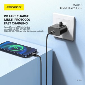 Ładowarka Foneng Ładowarka sieciowa Foneng EU51 USB-C 25W (czarna) 2