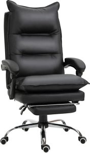Krzesło biurowe Pako Fotel Biurowy Skóra Eko* Z Podnóżkiem Czarny V 11