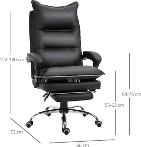 Krzesło biurowe Pako Fotel Biurowy Skóra Eko* Z Podnóżkiem Czarny V 4