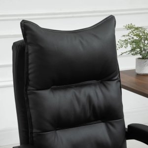 Krzesło biurowe Pako Fotel Biurowy Skóra Eko* Z Podnóżkiem Czarny V 9