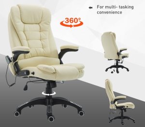 Krzesło biurowe Pako Fotel biurowy skóra eko z masażem biały 3