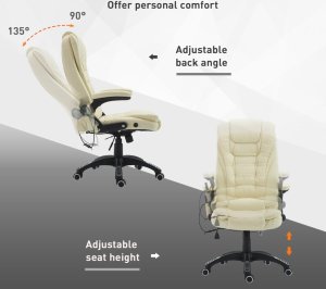 Krzesło biurowe Pako Fotel biurowy skóra eko z masażem biały 4