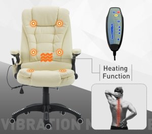 Krzesło biurowe Pako Fotel biurowy skóra eko z masażem biały 5