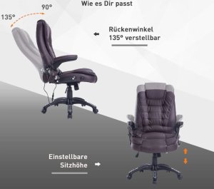 Krzesło biurowe Pako Fotel biurowy z masażem brązowy 11