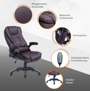 Krzesło biurowe Pako Fotel biurowy z masażem brązowy 13