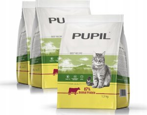 PUPIL Prime Karma sucha dla kota PUPIL Prime bogata w wołowinę z warzywami 3 x 1,5 kg 1