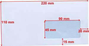 Pako Koperta DL biała SK samoklejąca 110x220 mm - okienko 90x45 mm - 100 szt. 6