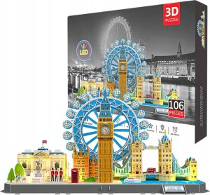 Funny Puzzle 3D Londyn City Edukacyjne Premium Dzieci Dorośli Big Ben+ Led 106El. 1