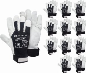 Tekson Rękawice Ochronne Tekson Practical 1252 Skóra Kozia Z Rzepem - 12 Par (8 - M) 2