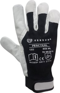 Tekson Rękawice Ochronne Tekson Practical 1252 Skóra Kozia Z Rzepem - 12 Par (8 - M) 4