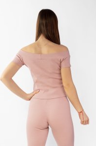 Dkaren Bluzka Bayo PUDER BAWEŁNA PRĄŻKI (kolor pudrowy róż, rozmiar L) 2