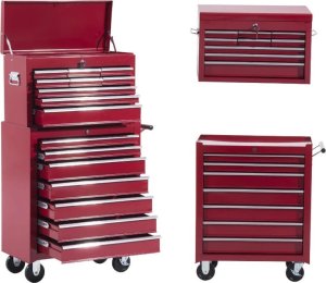 Wózek narzędziowy Pako Wózek Narzędziowy 16 Szuflad 61,5 x 33 x 113 cm - Czerwony 13