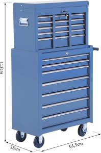 Wózek narzędziowy Pako Wózek Narzędziowy 16 Szuflad 61,5 x 33 x 113 cm - Niebieski 2