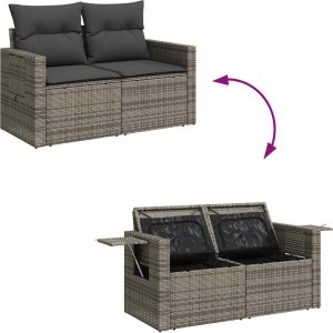 vidaXL 7-cz. zestaw wypoczynkowy do ogrodu, z poduszkami, szary 7