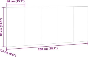 vidaXL Wezgłowie łóżka, dąb artisan, 200x1,5x80 cm 7