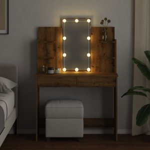 vidaXL Toaletka z oświetleniem LED, dąb artisan, 96x40x142 cm 4