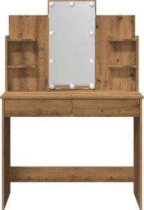 vidaXL Toaletka z oświetleniem LED, dąb artisan, 96x40x142 cm 7