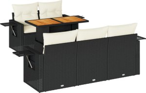 vidaXL 6-cz. zestaw mebli ogrodowych z poduszkami, czarny polirattan 2