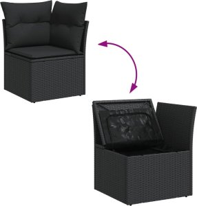 vidaXL 9-cz. zestaw wypoczynkowy do ogrodu, z poduszkami, czarny 8