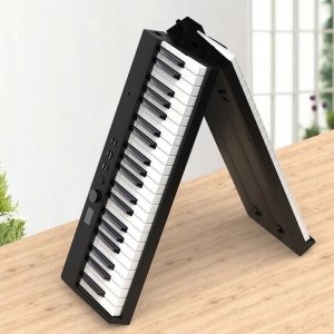 V-Tone PFP pianino cyfrowe przenośne składane niebieskie 88 klawiszy pulpit do nut pokrowiec USB-C 4