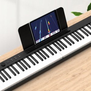 V-Tone PFP pianino cyfrowe przenośne składane niebieskie 88 klawiszy pulpit do nut pokrowiec USB-C 5