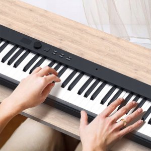 V-Tone PFP pianino cyfrowe przenośne składane niebieskie 88 klawiszy pulpit do nut pokrowiec USB-C 6