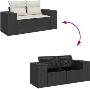 vidaXL vidaXL 7-cz. zestaw wypoczynkowy do ogrodu, z poduszkami, czarny 7