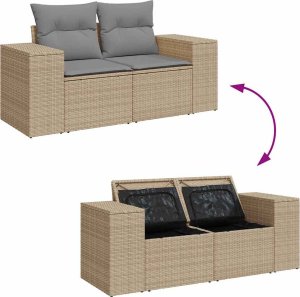 vidaXL vidaXL 9-cz. zestaw mebli ogrodowych z poduszkami, beżowy, polirattan 7