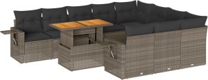 vidaXL vidaXL 11-cz. zestaw mebli ogrodowych z poduszkami, szary rattan PE 2