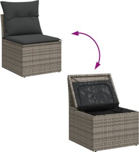 vidaXL vidaXL 11-cz. zestaw mebli ogrodowych z poduszkami, szary rattan PE 9