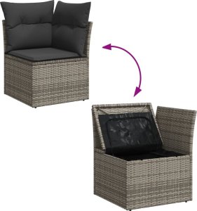 vidaXL vidaXL 11-cz. zestaw mebli ogrodowych z poduszkami, szary rattan PE 10