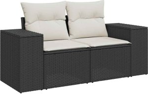 vidaXL vidaXL 7-cz. zestaw wypoczynkowy do ogrodu, z poduszkami, czarny 3