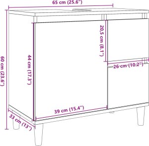 vidaXL vidaXL Szafka pod umywalkę, stare drewno, 65x33x60 cm 10