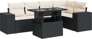 vidaXL vidaXL 6-cz. zestaw mebli ogrodowych z poduszkami, czarny polirattan 2