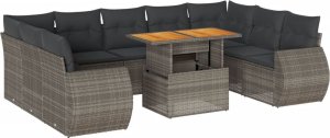 vidaXL vidaXL 10-cz. zestaw wypoczynkowy do ogrodu, z poduszkami, szary 2
