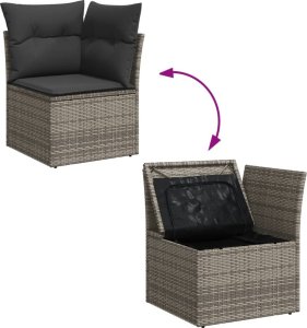 vidaXL vidaXL 10-cz. zestaw wypoczynkowy do ogrodu, z poduszkami, szary 8