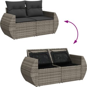 vidaXL vidaXL 10-cz. zestaw wypoczynkowy do ogrodu, z poduszkami, szary 9