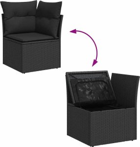 vidaXL vidaXL 6-cz. zestaw mebli ogrodowych z poduszkami, czarny polirattan 9