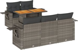 vidaXL vidaXL 6-cz. zestaw mebli ogrodowych z poduszkami, szary, polirattan 2