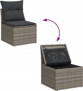 vidaXL vidaXL 6-cz. zestaw mebli ogrodowych z poduszkami, szary, polirattan 6