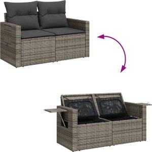 vidaXL vidaXL 6-cz. zestaw mebli ogrodowych z poduszkami, szary, polirattan 7